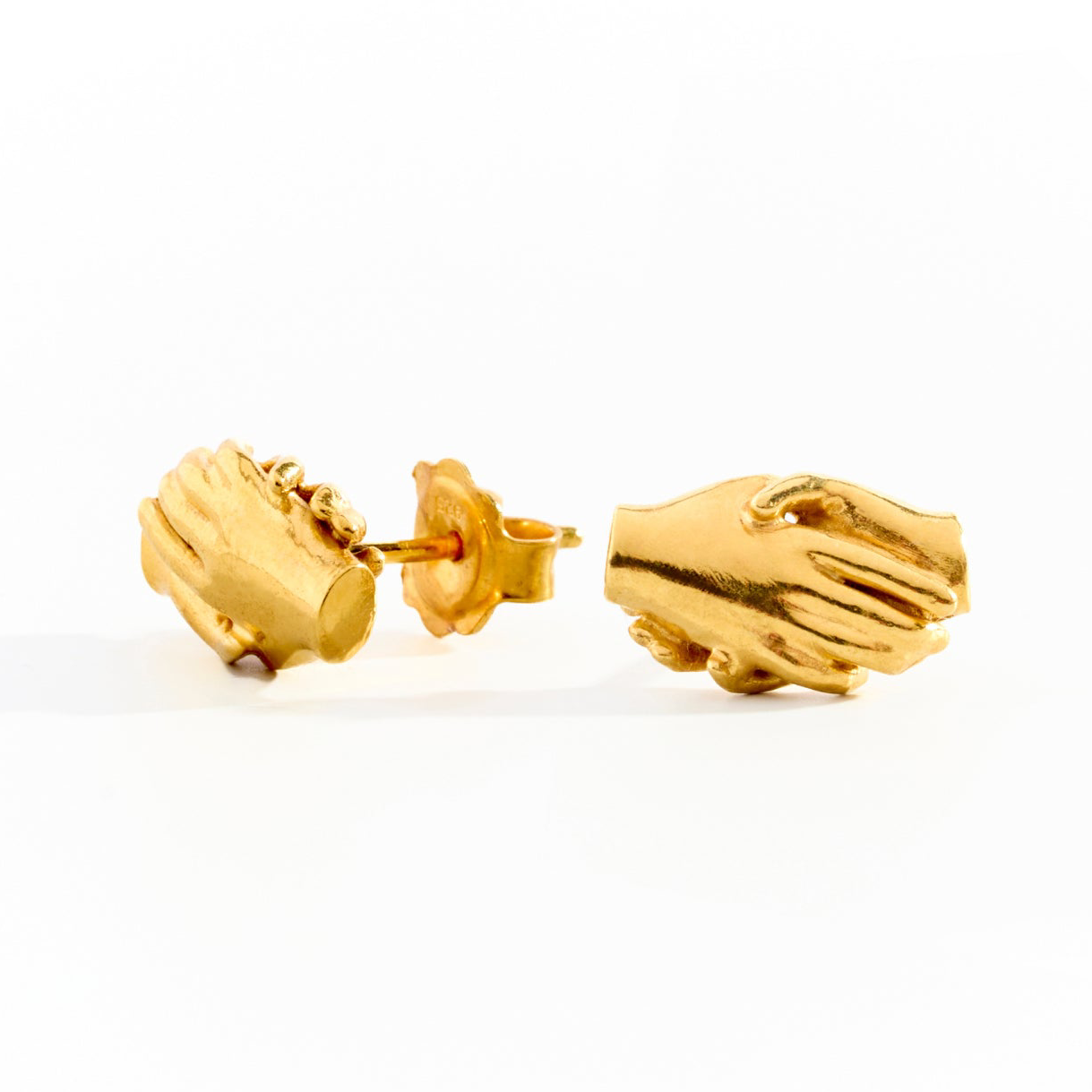 18ct Gold Vermeil Clasped Stud Earrings by Emma White