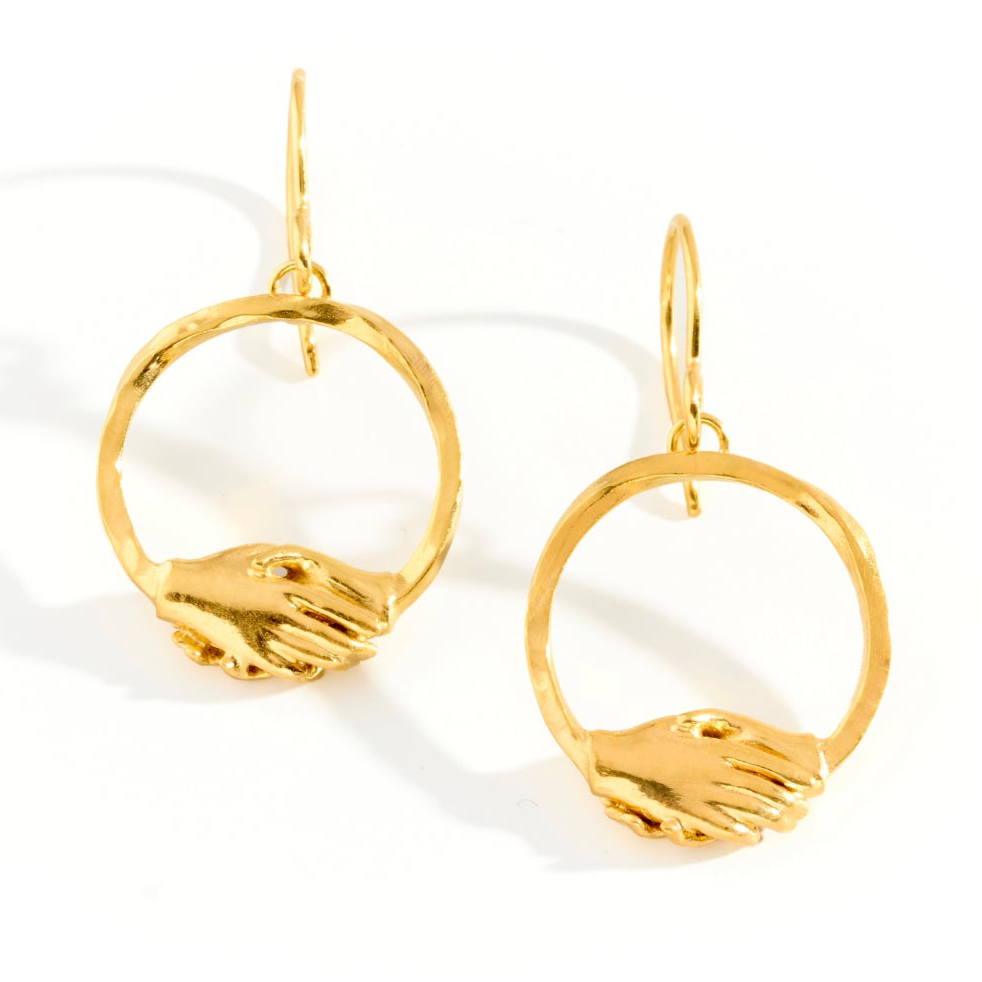 18ct Gold Vermeil Small Circle Clasped Hook Earrings by Emma White