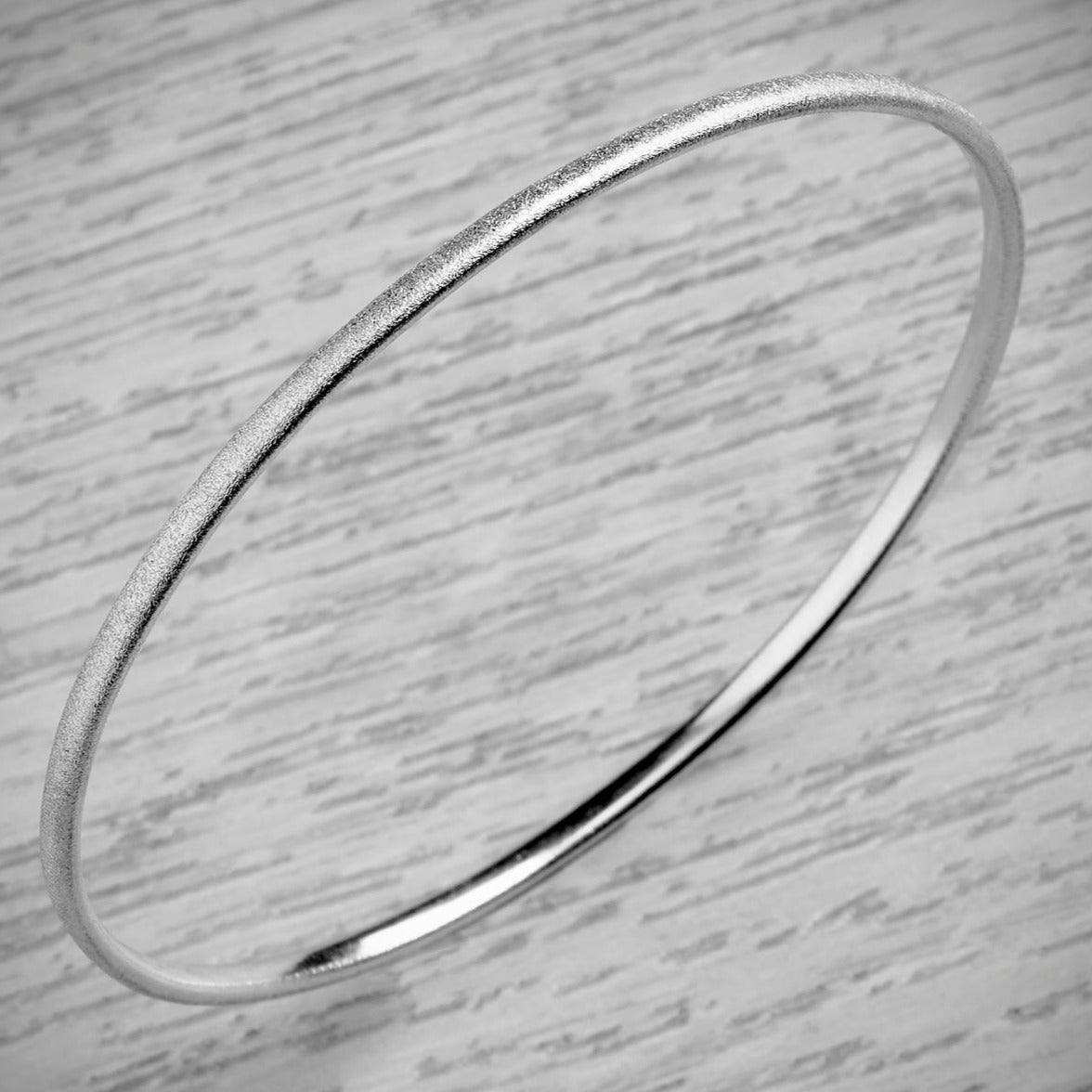 Silver Slender Stacked Bangle Bundle