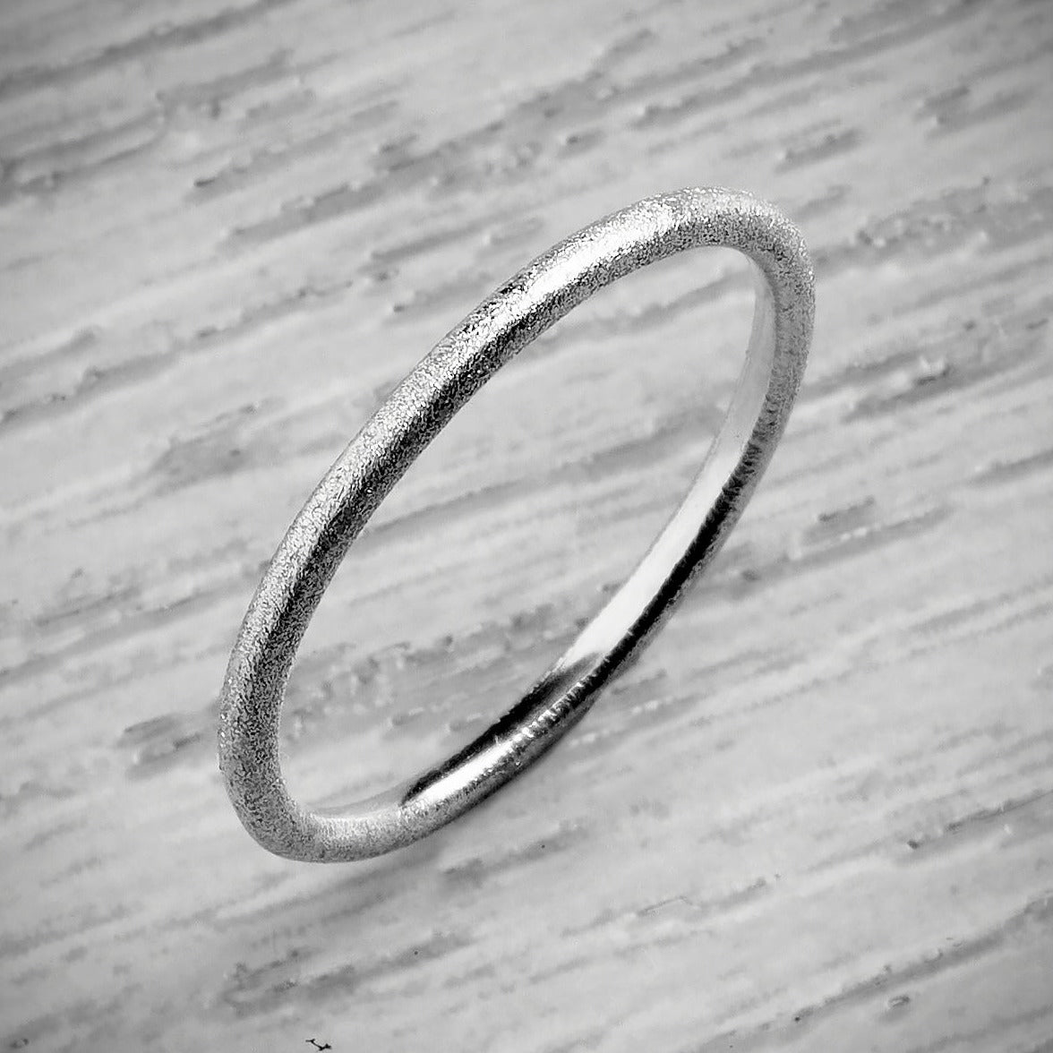 Silver Slender Frosted Stacking Ring