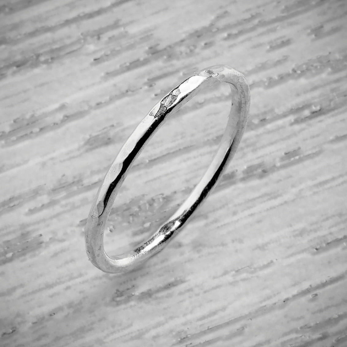 Silver Slender Dimpled Stacking Ring