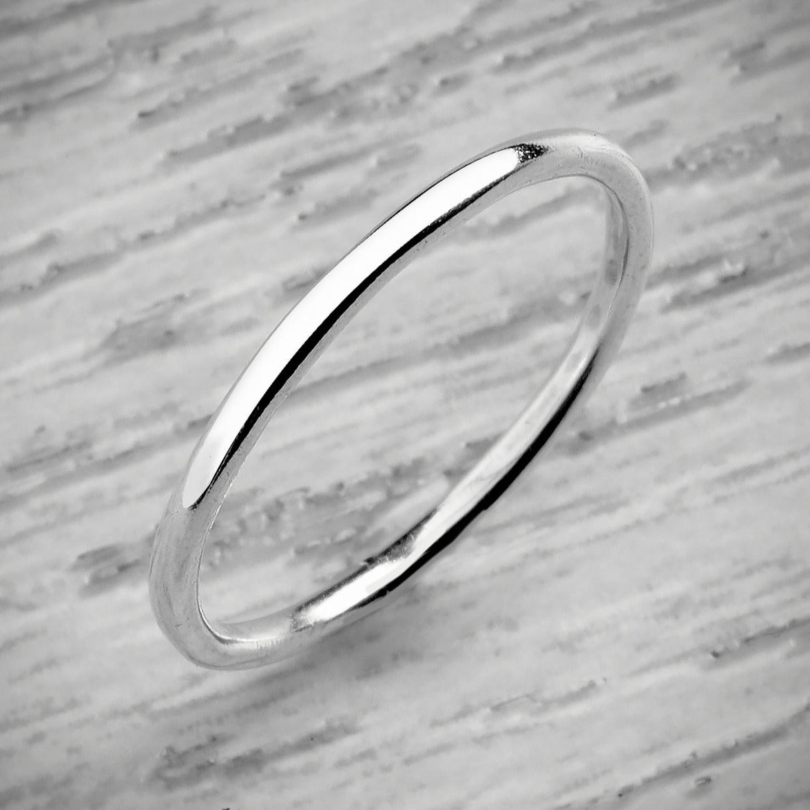 Silver Slender High Shine Stacking Ring