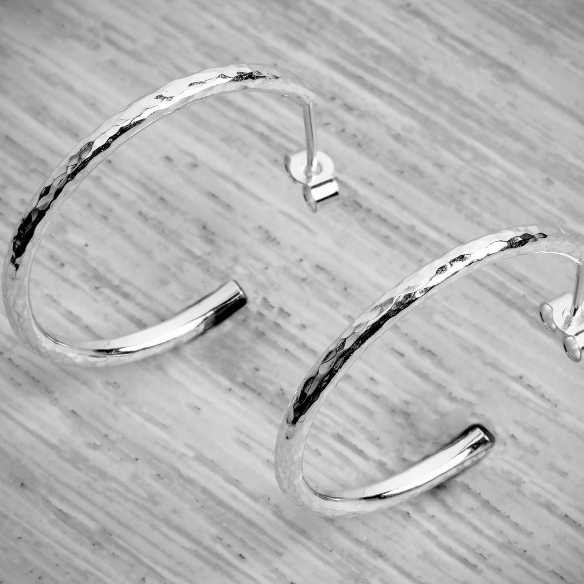 Silver Stacking Hoop Dimpled Earrings Bundle