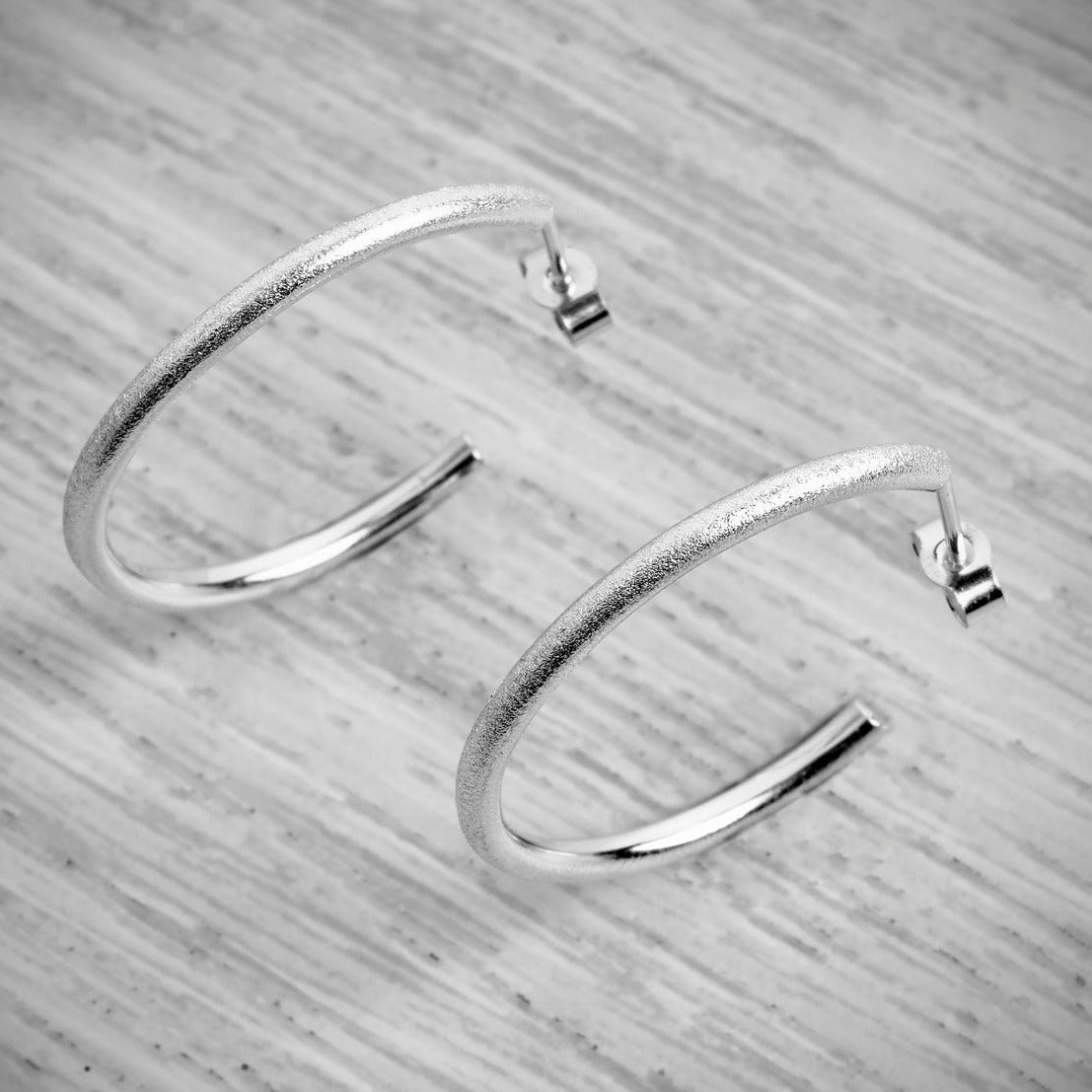 Silver Stacking Hoop Frosted Earrings Bundle