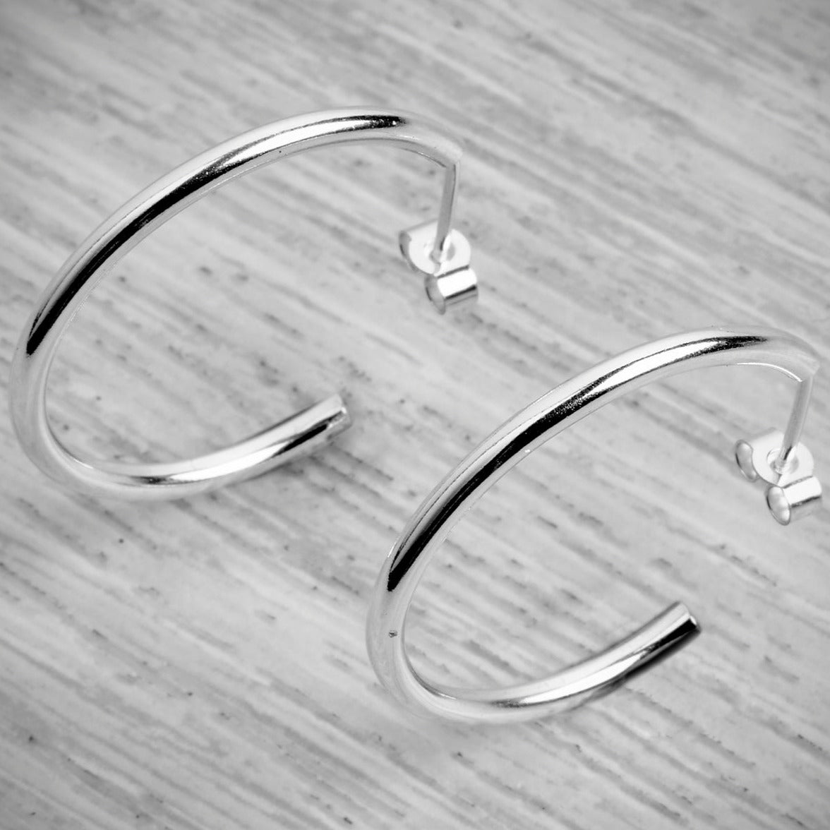 Silver Stacking Hoop High Shine Earrings Bundle