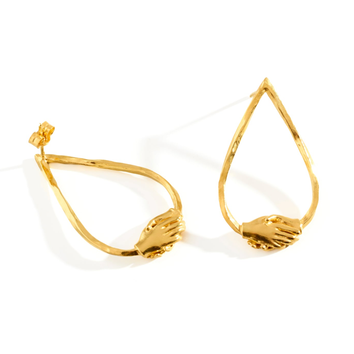 18ct Gold Vermeil Large Teardrop Clasped Stud Earrings by Emma White