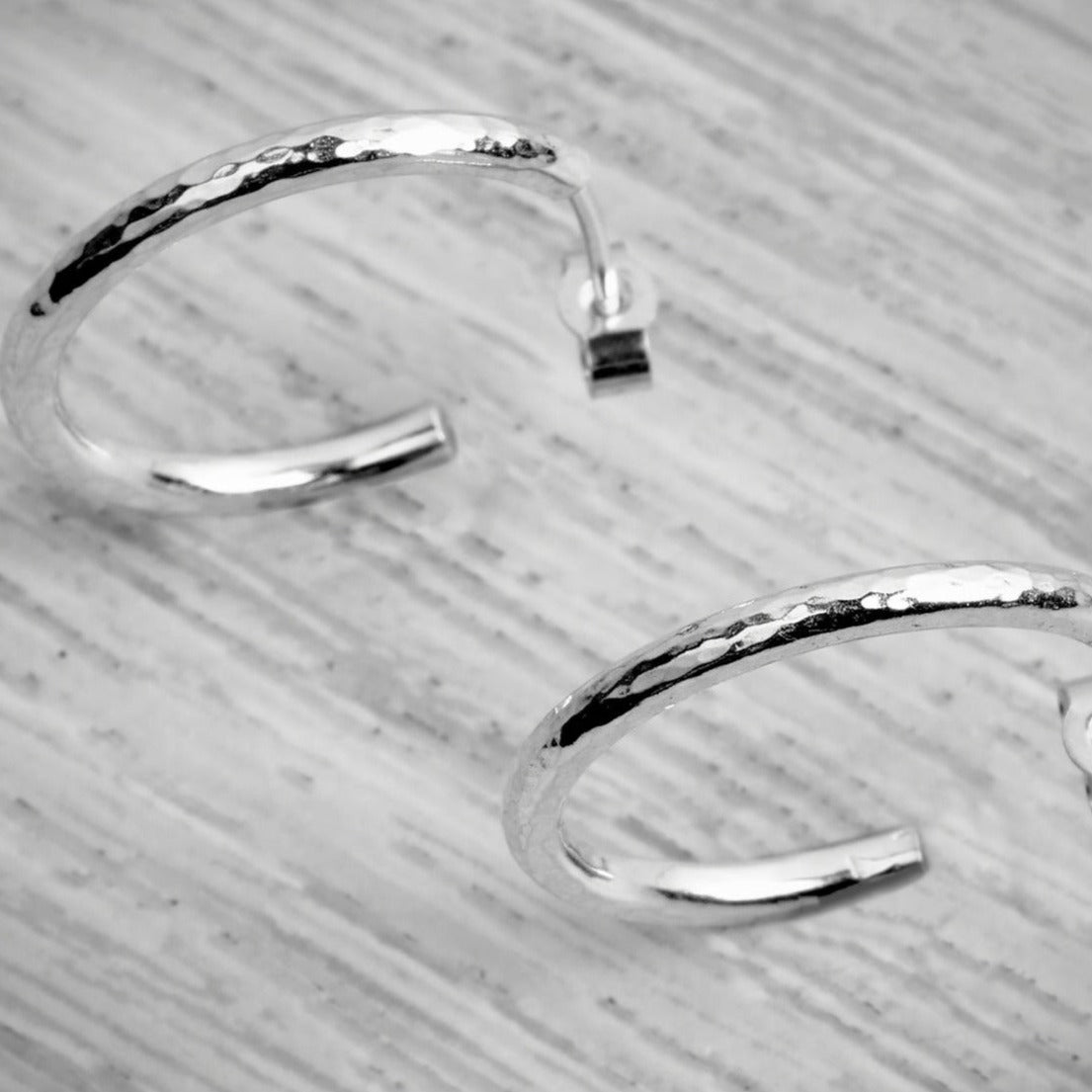 Silver Mini Stacking Hoop Dimpled Earrings