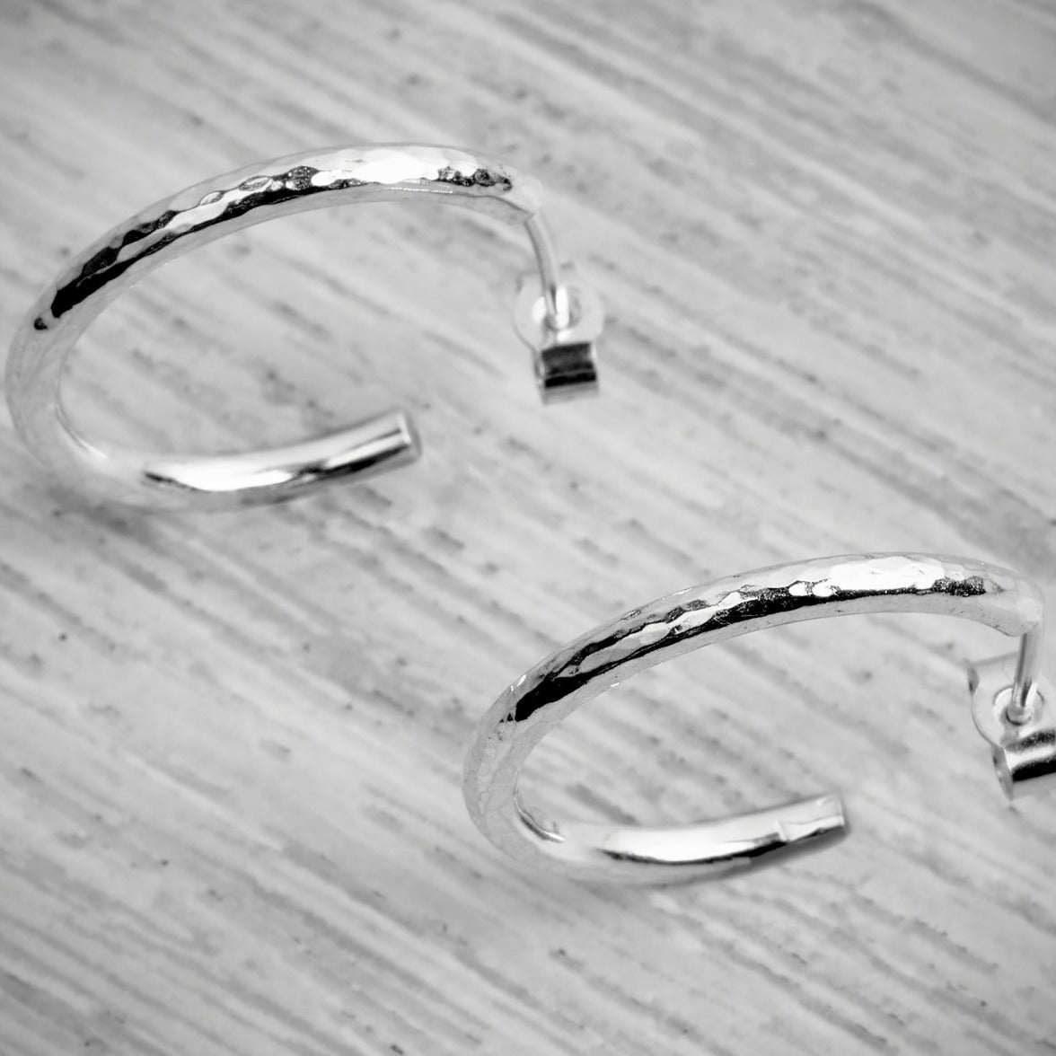 Silver Stacking Hoop Dimpled Earrings Bundle