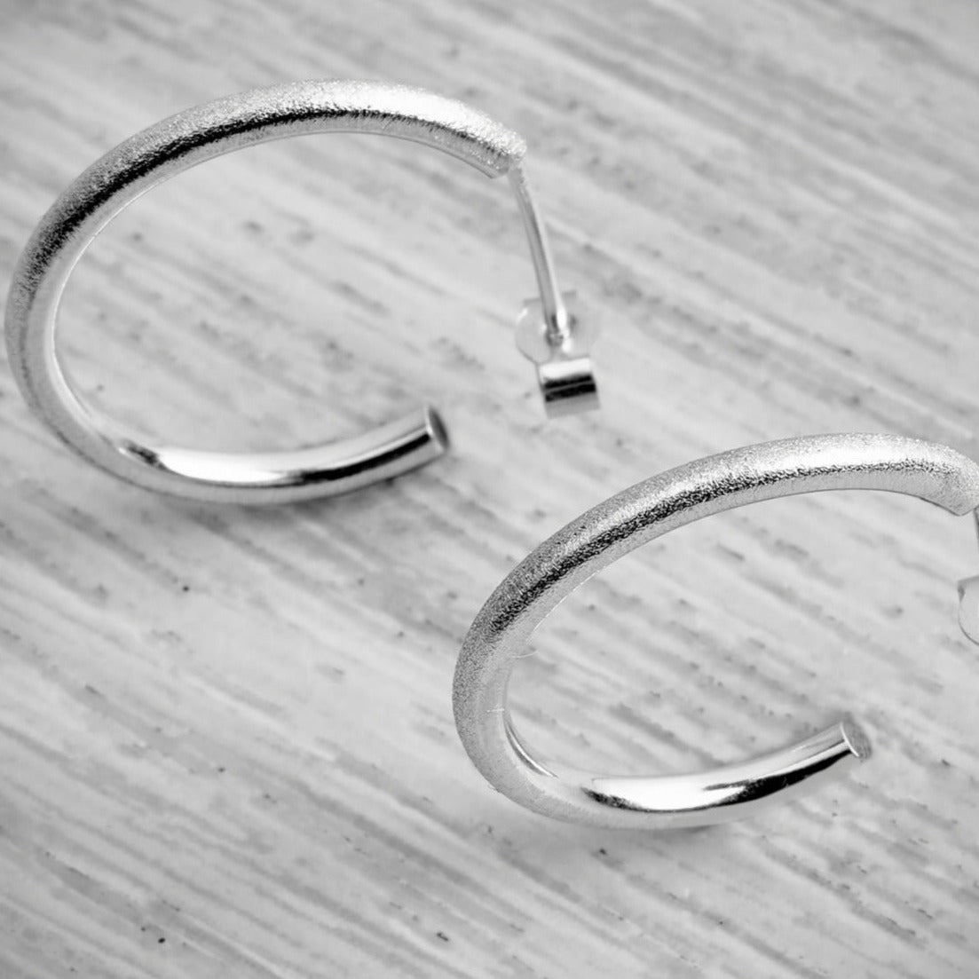Silver Mini Stacking Hoop Frosted Earrings