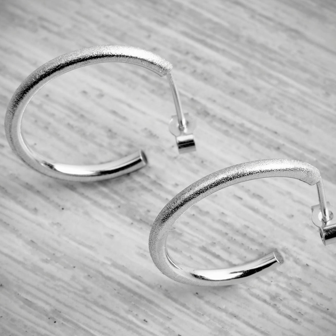 Silver Stacking Hoop Frosted Earrings Bundle