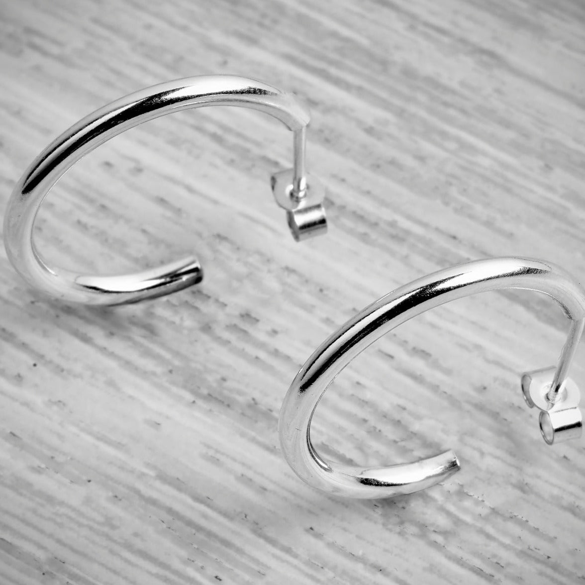 Silver Stacking Hoop High Shine Earrings Bundle