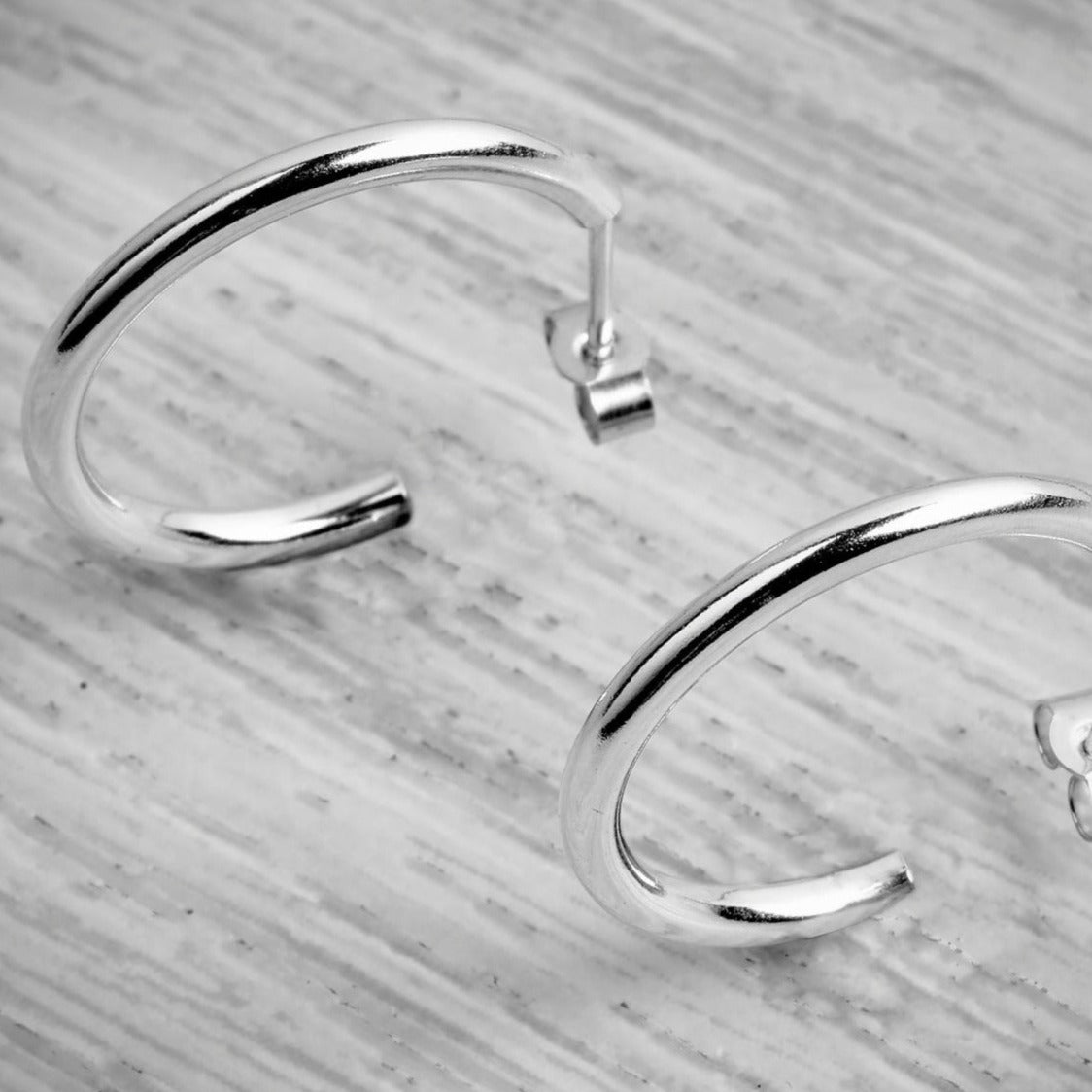 Silver Mini Stacking Hoop High Shine Earrings