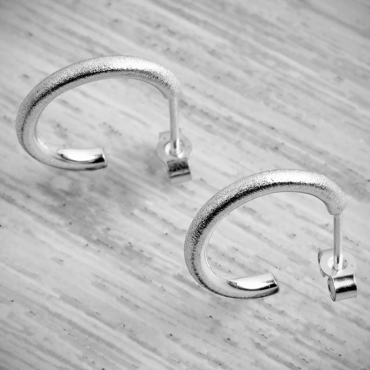 Silver Stacking Hoop Frosted Earrings Bundle