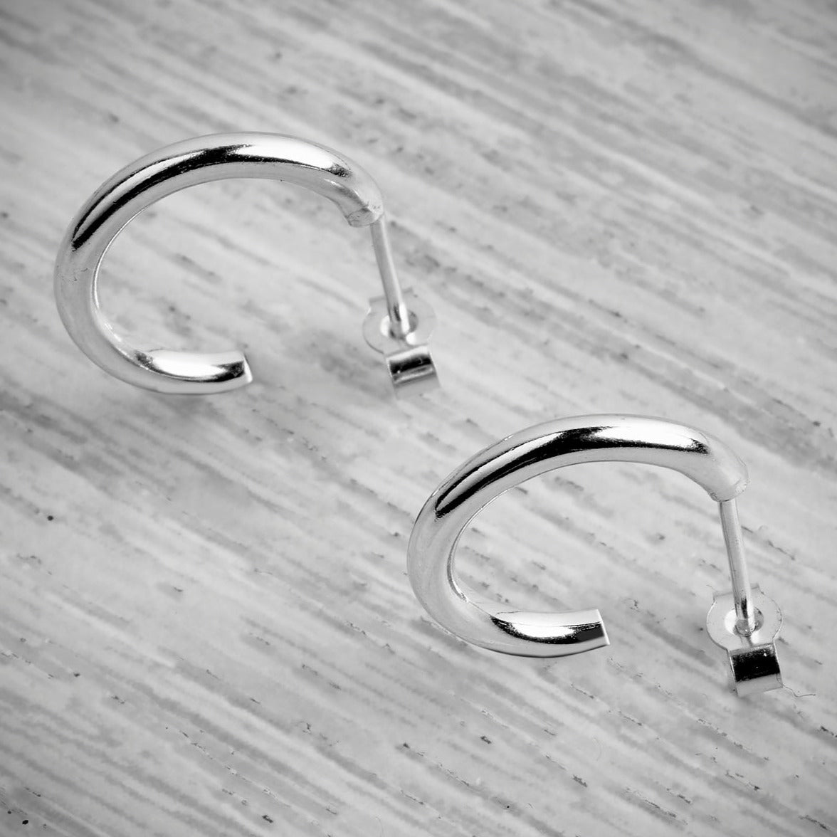 Silver Stacking Hoop High Shine Earrings Bundle