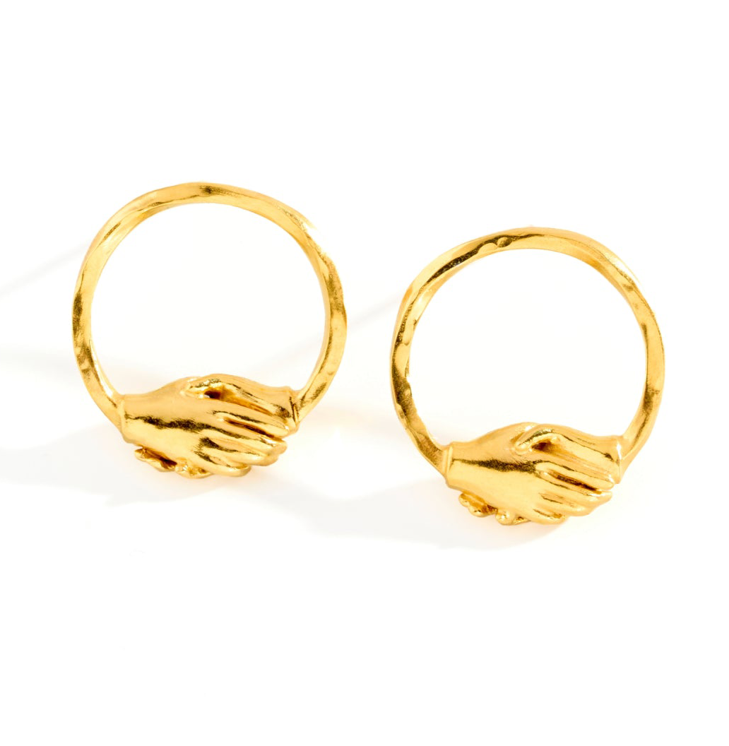 18ct Gold Vermeil Small Circle Clasped Stud Earrings by Emma White