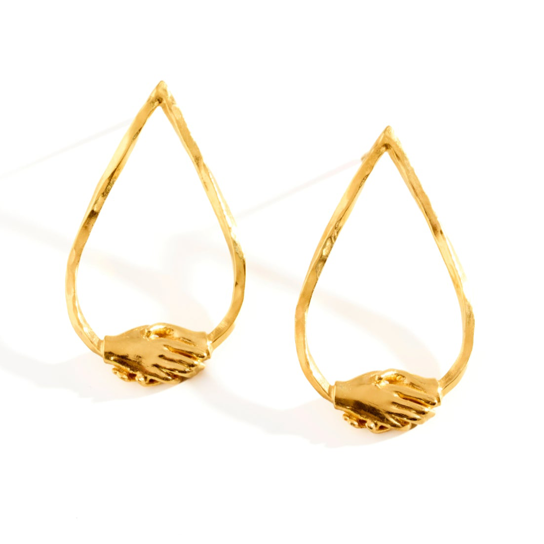 18ct Gold Vermeil Large Teardrop Clasped Stud Earrings by Emma White