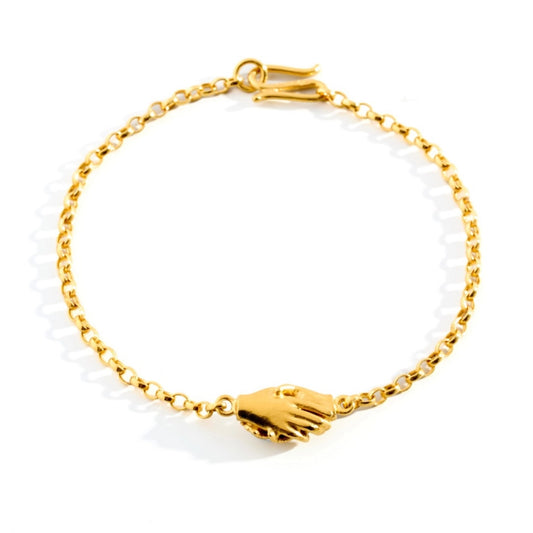 18ct Gold Vermeil Clasped Hands Bracelet by Emma White