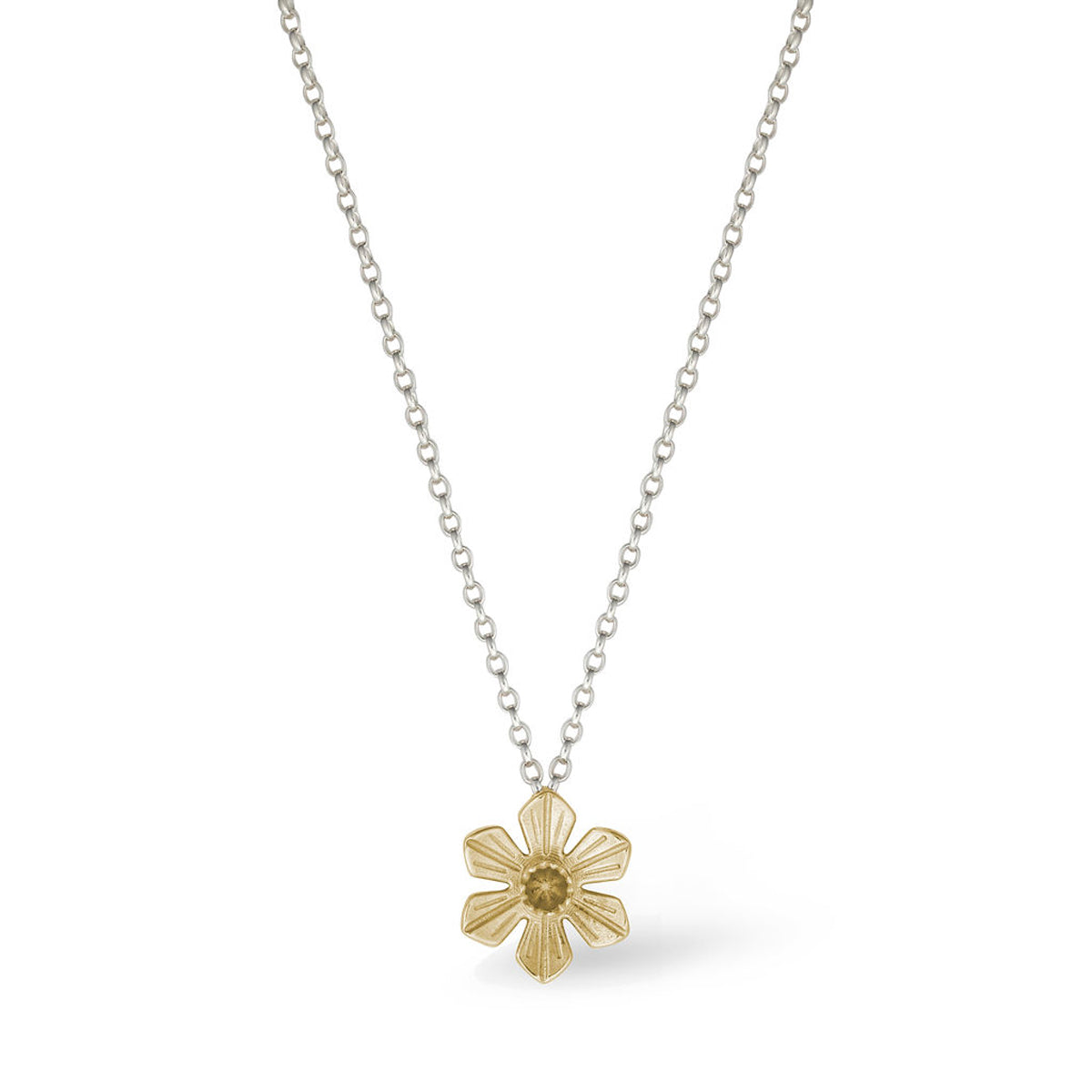 Large Silver & 9ct Gold Daffodil Necklace by Elin Mair