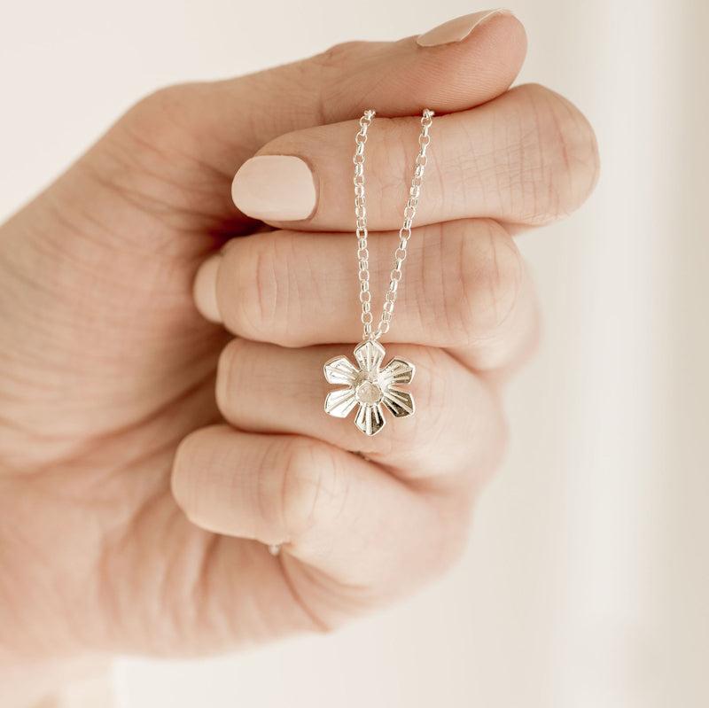 Large Silver Daffodil Necklace by Elin Mair