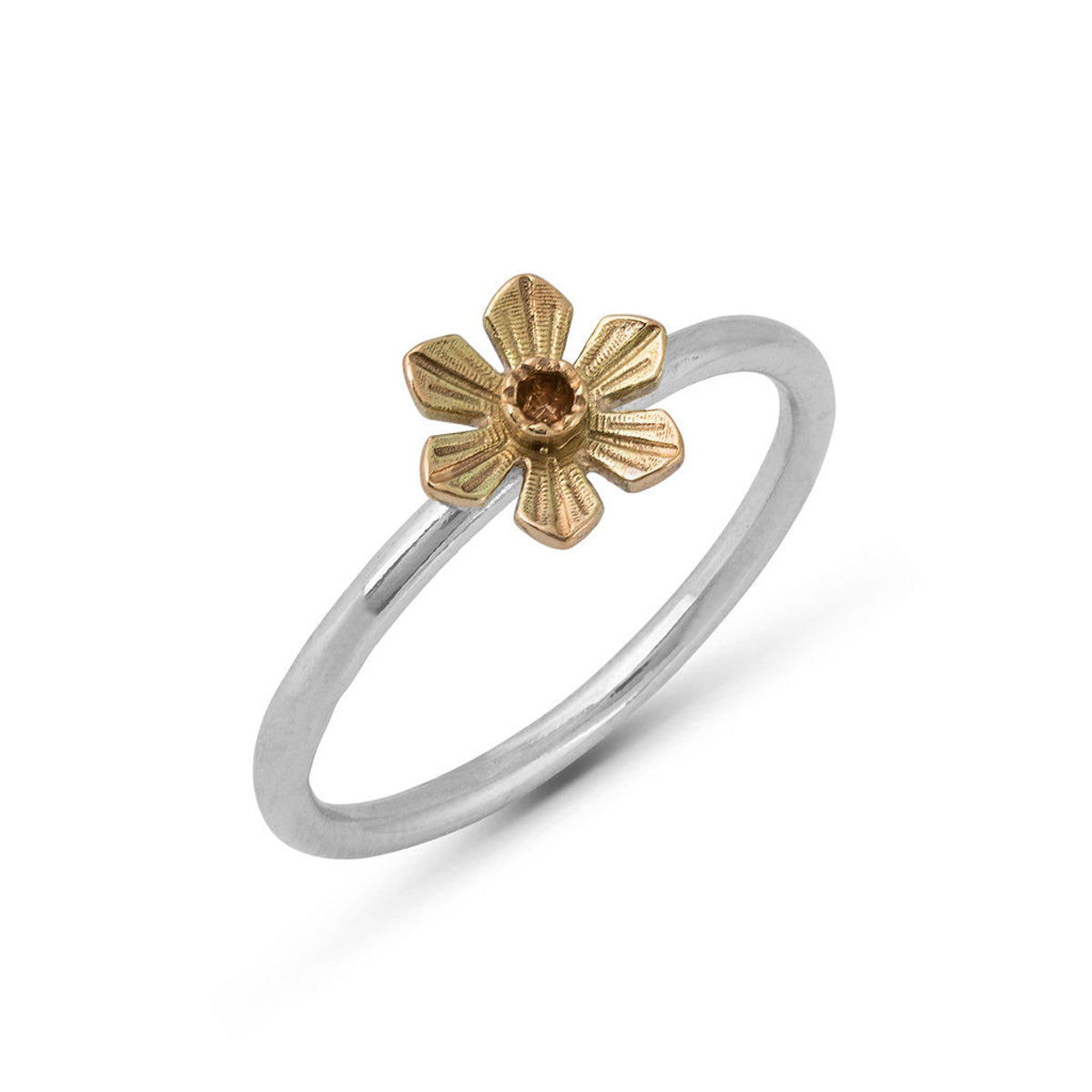 Silver & 9ct Gold Daffodil Ring by Elin Mair