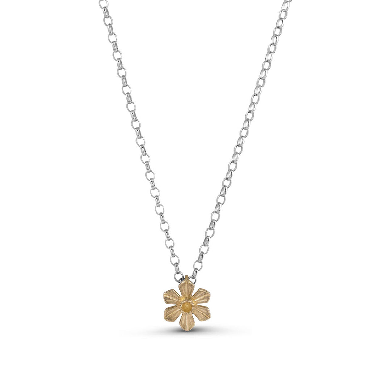 Small Silver & 9ct Gold Daffodil Necklace by Elin Mair