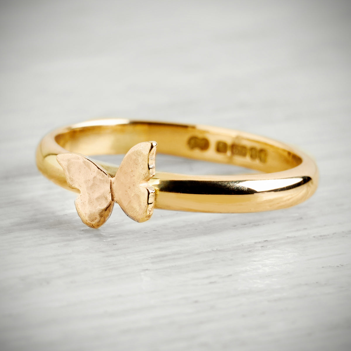 Solid Gold Tiny Butterfly Ring