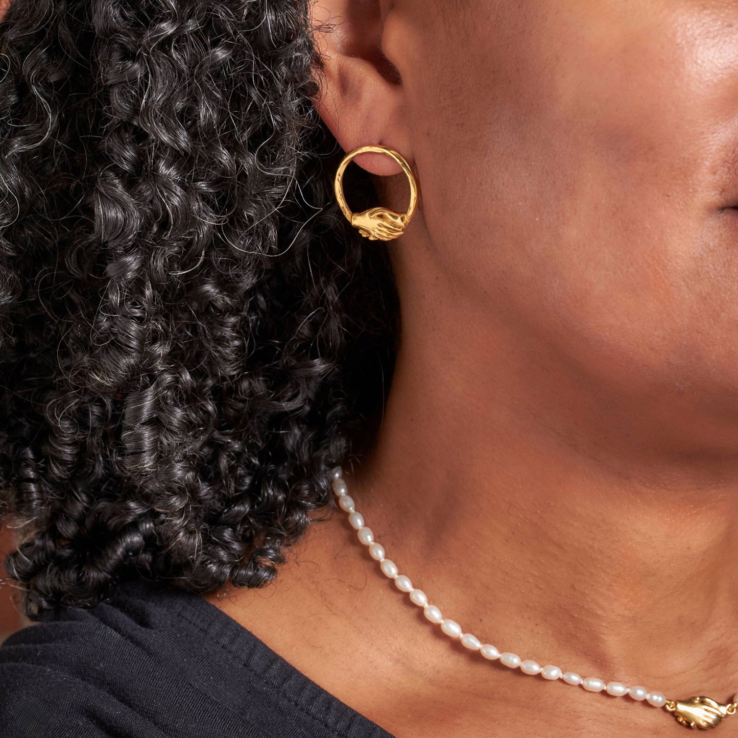 18ct Gold Vermeil Small Circle Clasped Stud Earrings by Emma White