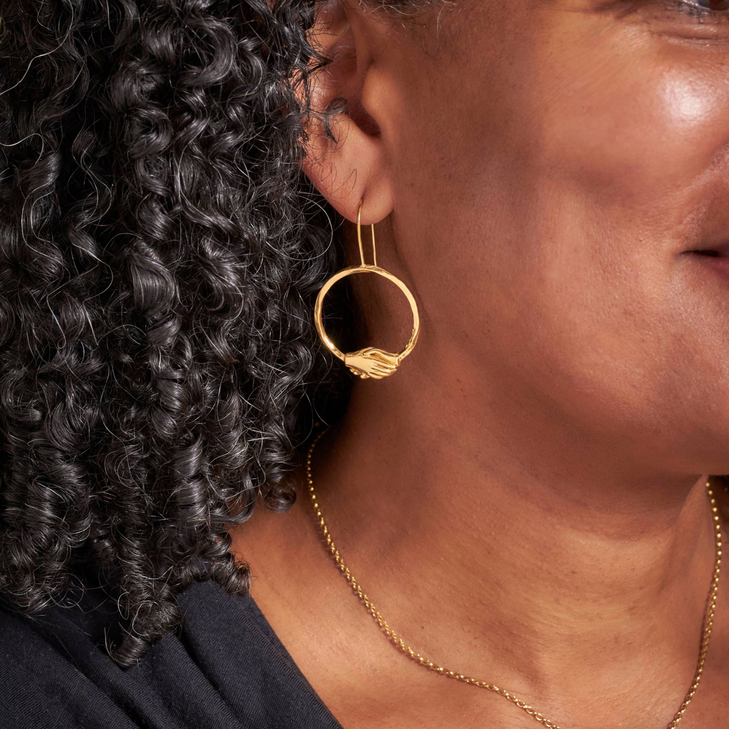 18ct Gold Vermeil Large Circle Clasped Fixed Hook Earrings by Emma White