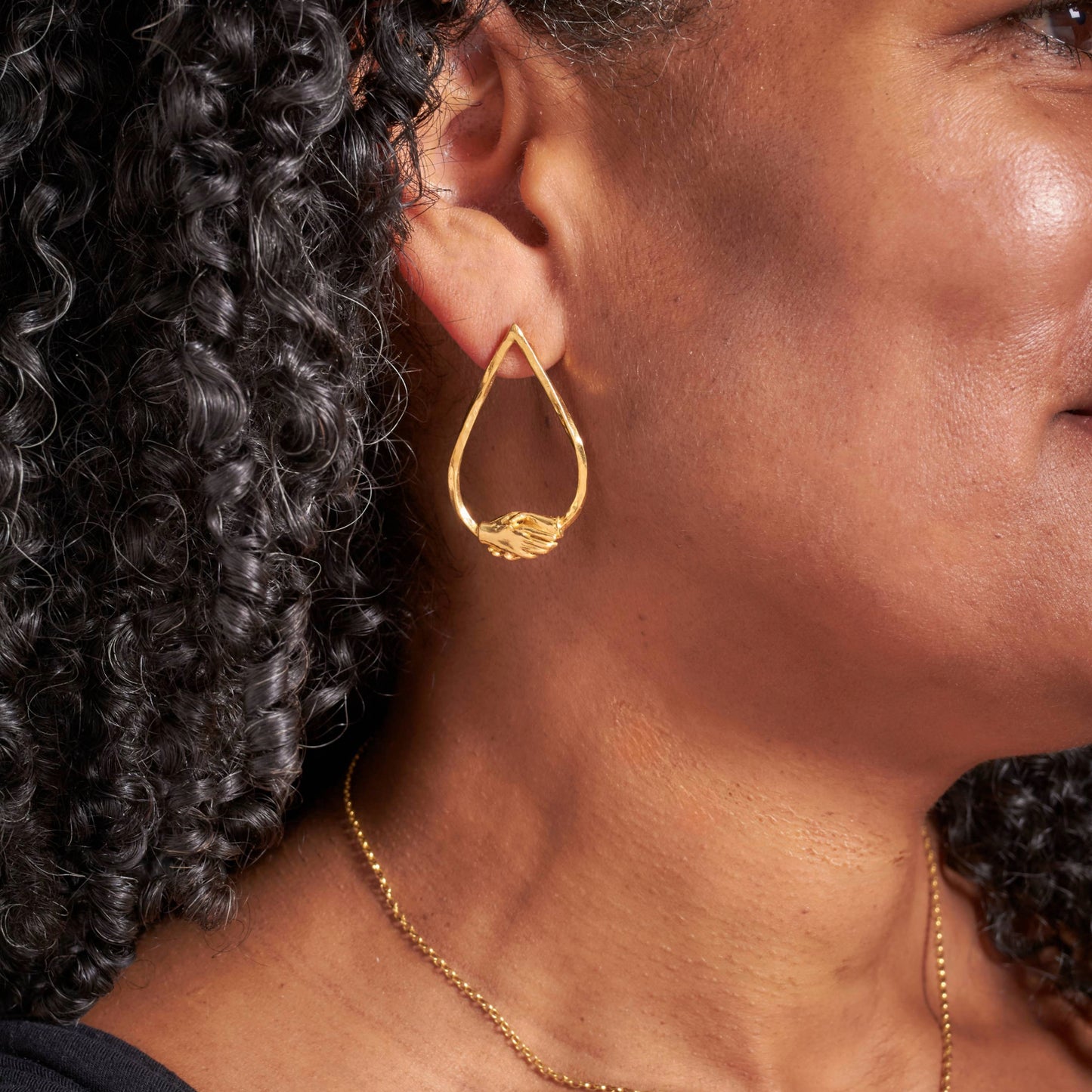 18ct Gold Vermeil Large Teardrop Clasped Stud Earrings by Emma White