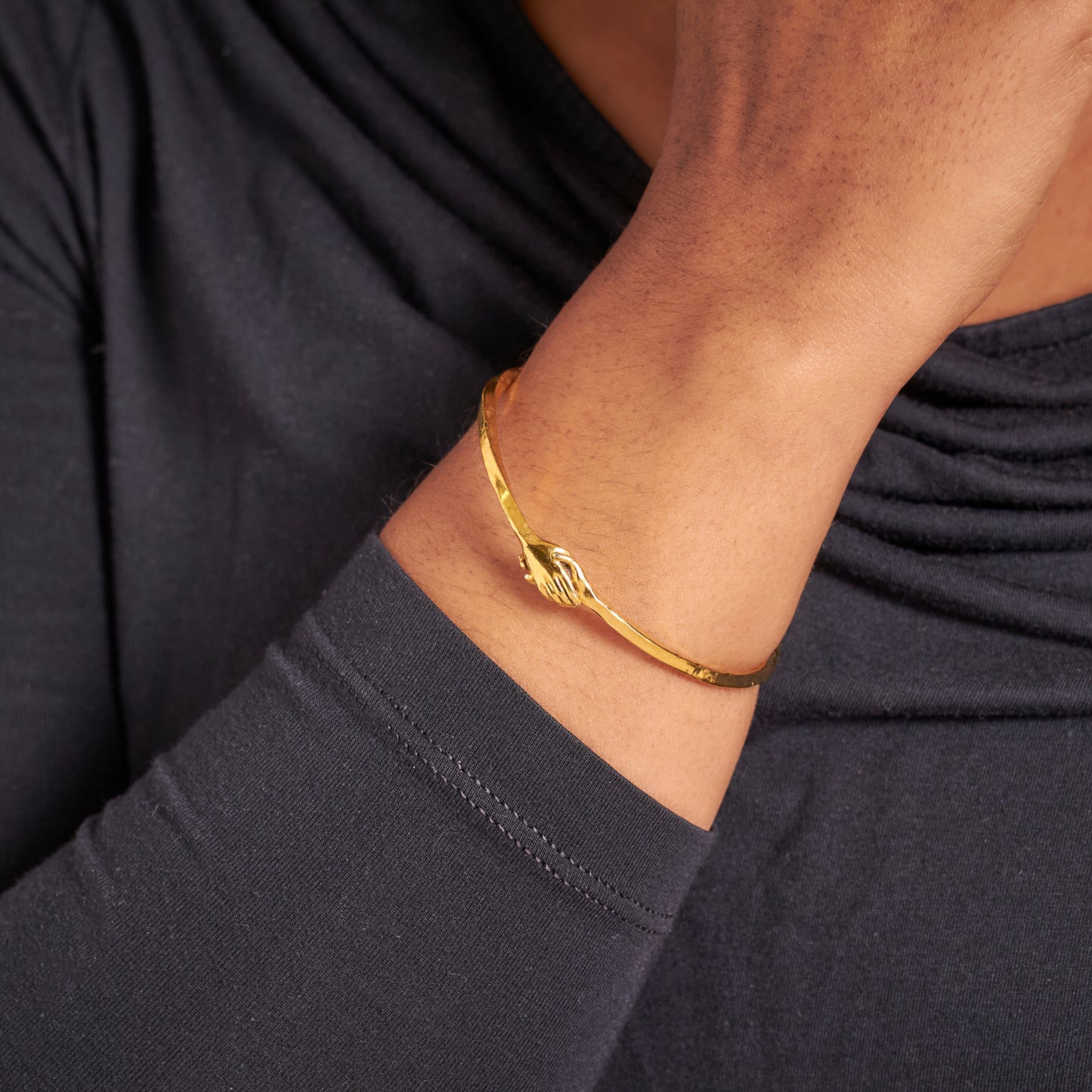 18ct Gold Vermeil Clasped Hands Bangle by Emma White
