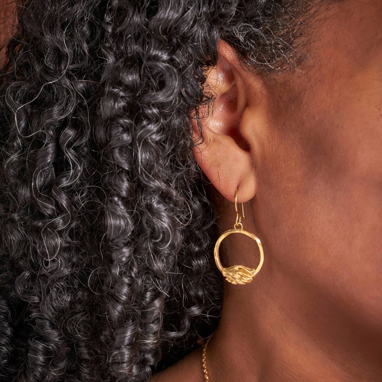 18ct Gold Vermeil Small Circle Clasped Hook Earrings by Emma White
