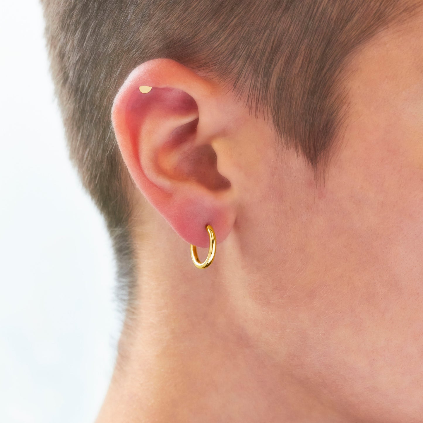 18ct Gold Vermeil Huggie Stacking Hoop High Shine Earrings
