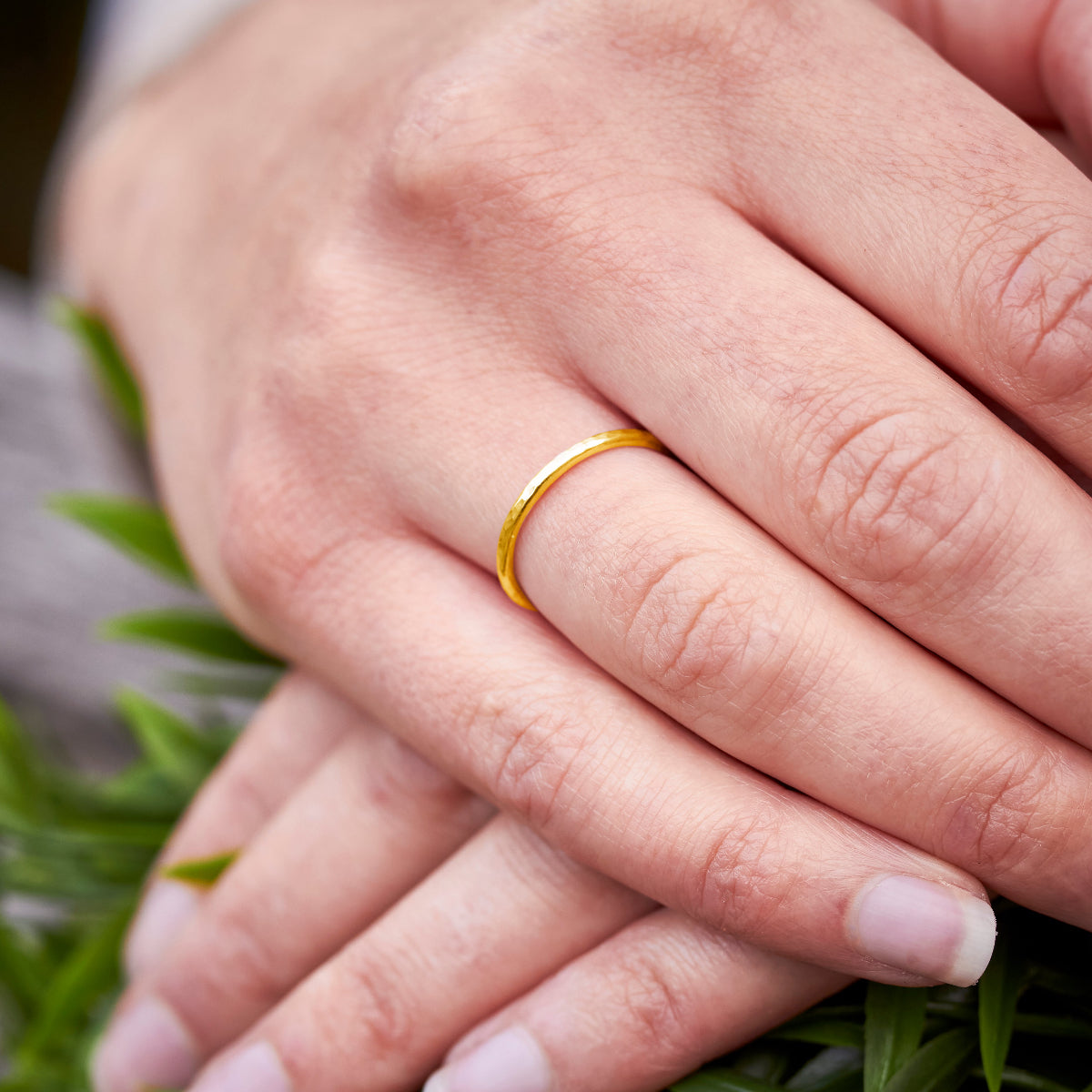 18ct Gold Vermeil Slender Dimpled Stacking Ring