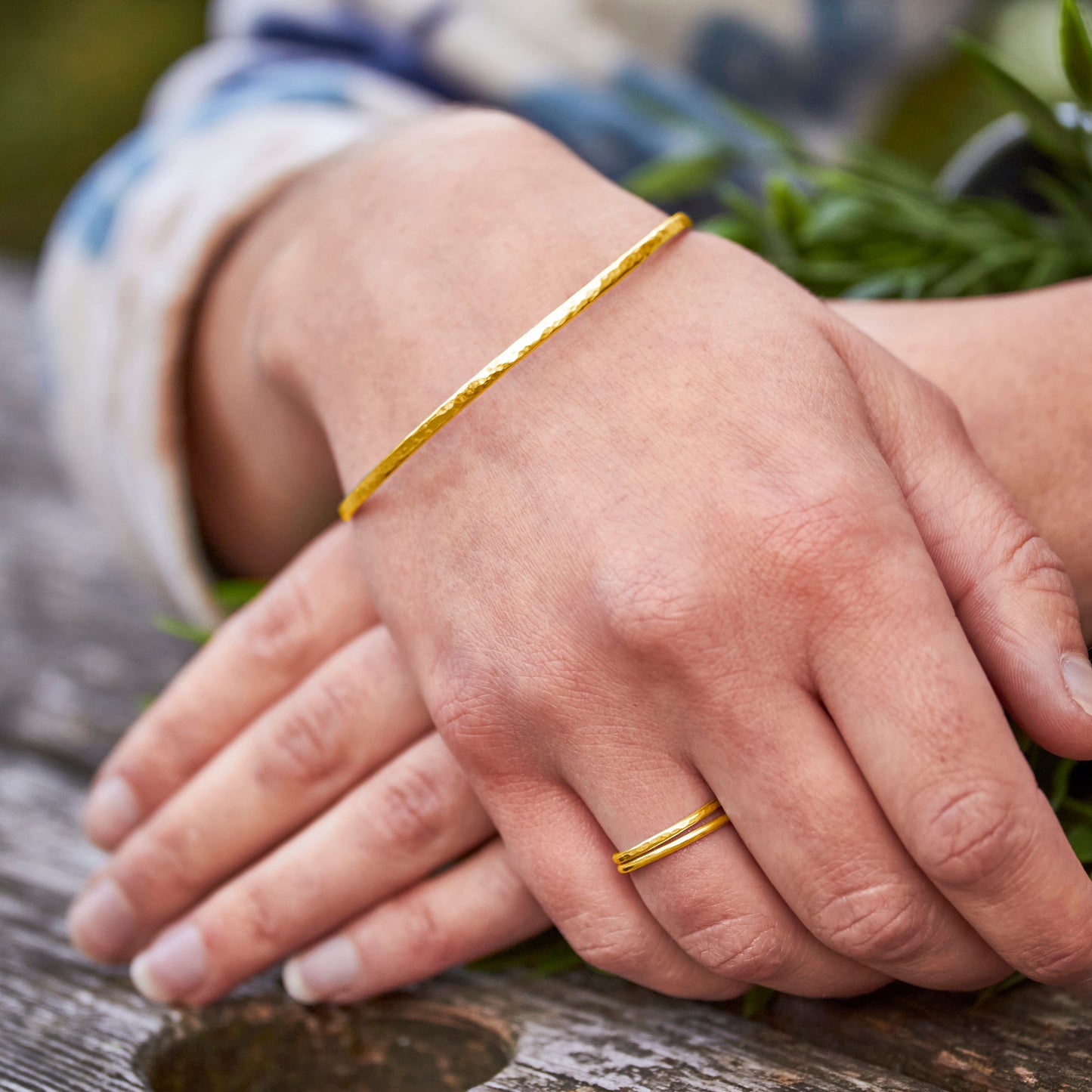 18ct Gold Vermeil Slender Stacked Bangle Bundle