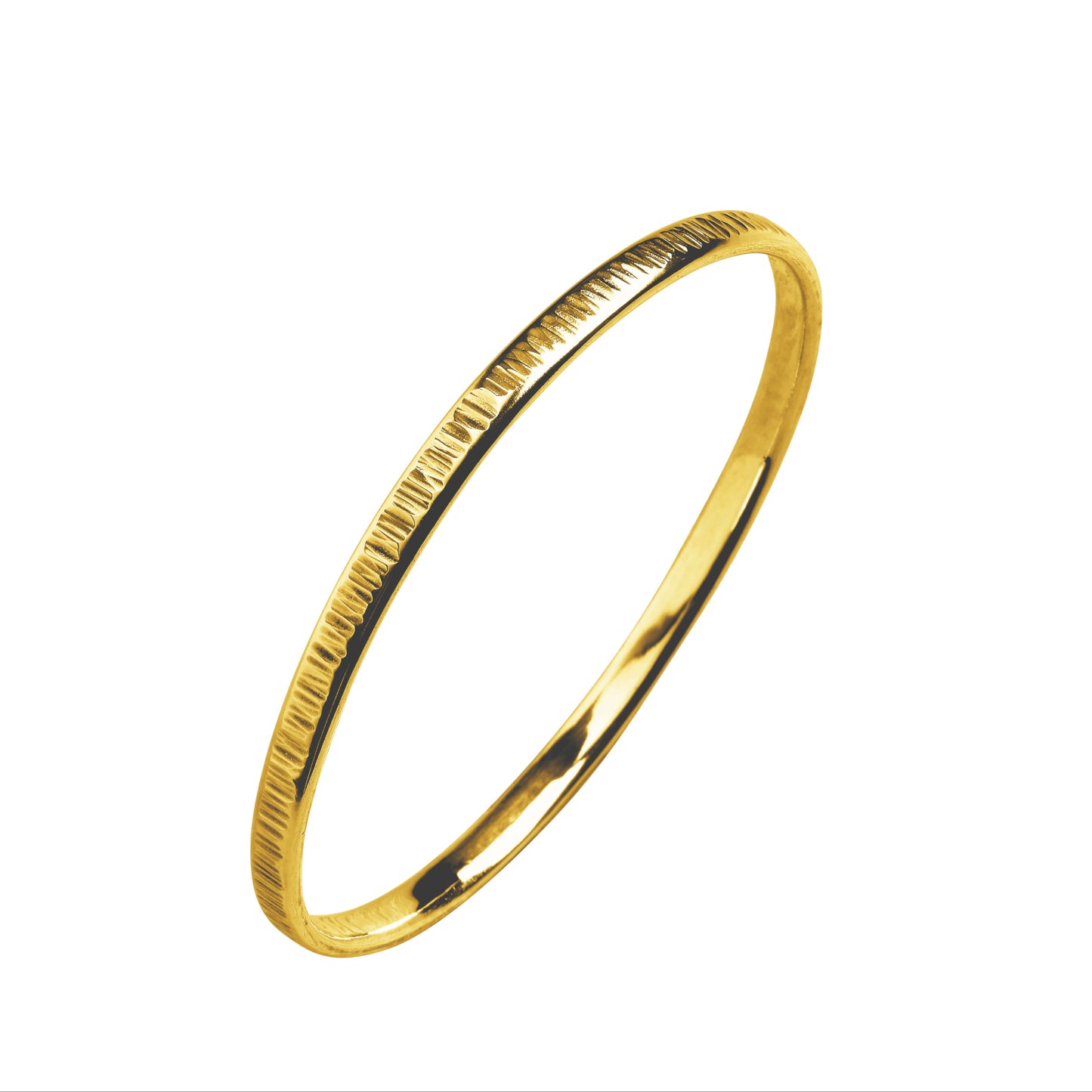 18ct Gold Vermeil Sturdy Stacked Hammered Lines Bangle