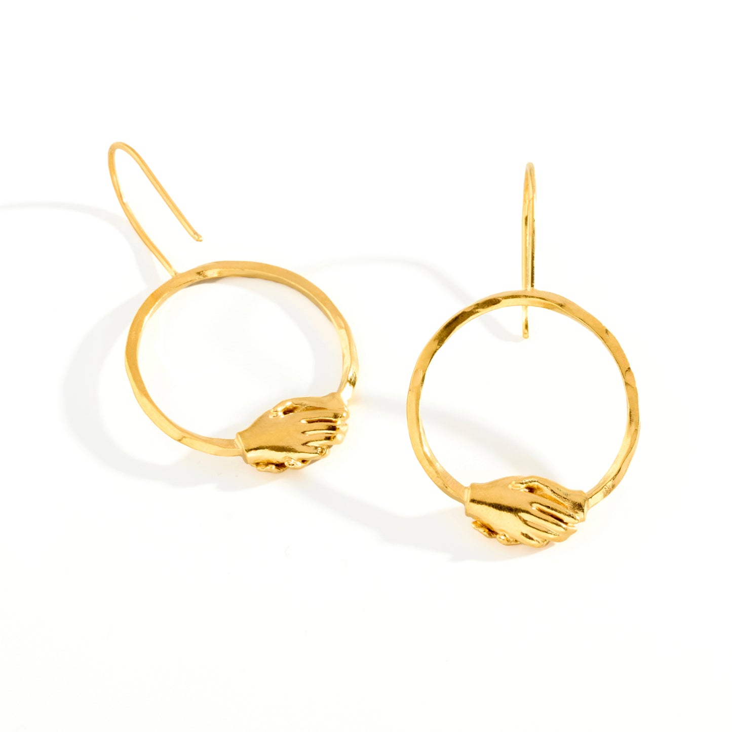 18ct Gold Vermeil Large Circle Clasped Fixed Hook Earrings by Emma White