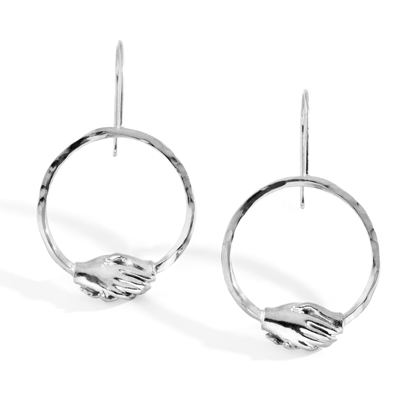 Silver Large Circle Clasped Fixed Hook Earrings by Emma White