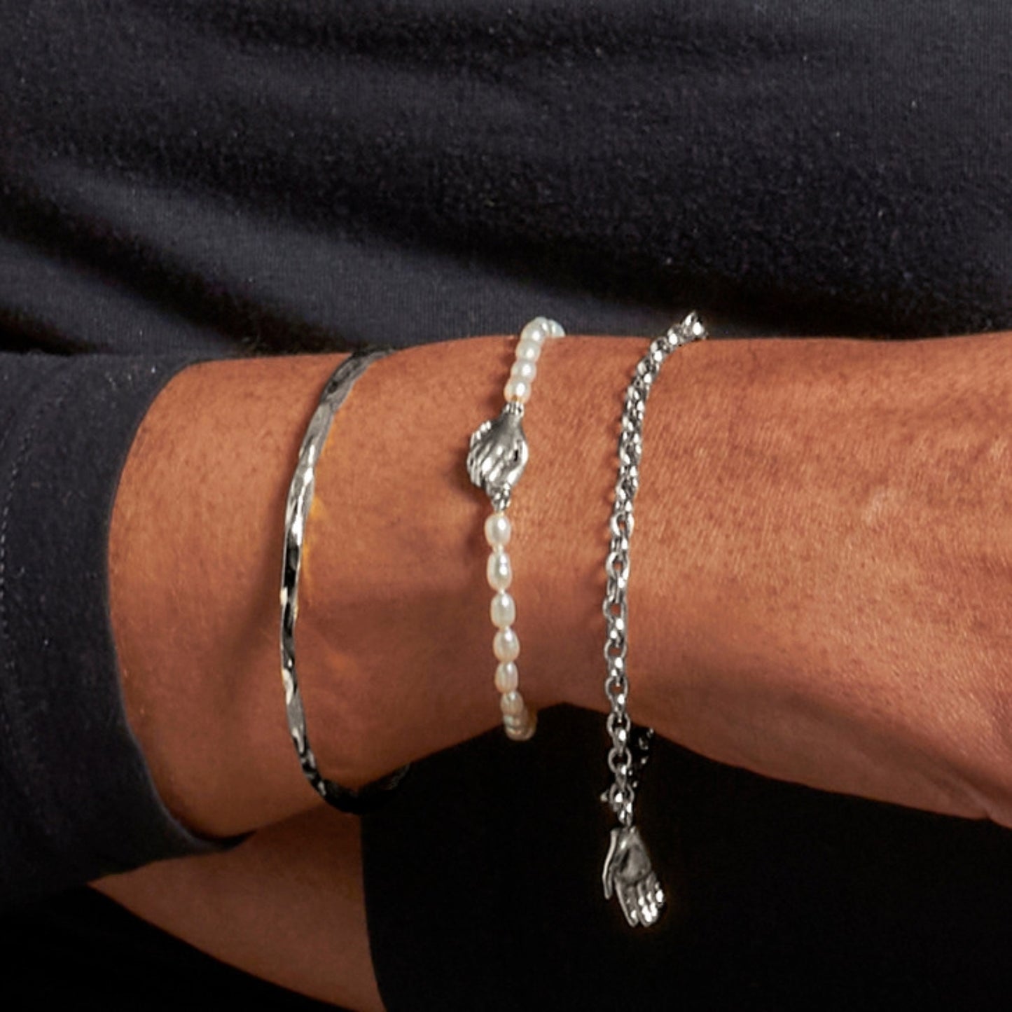 Silver Twisted Bangle by Emma White