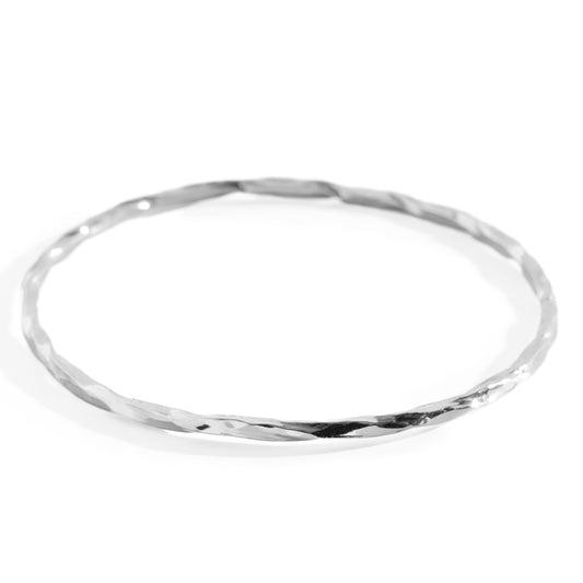 Silver Twisted Bangle by Emma White