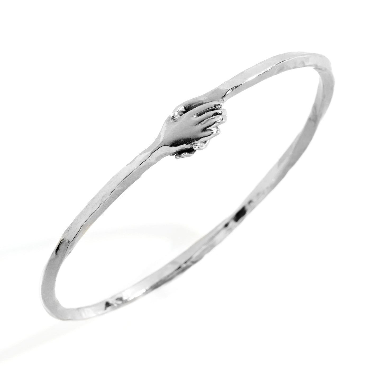 Silver Clasped Hands Bangle by Emma White