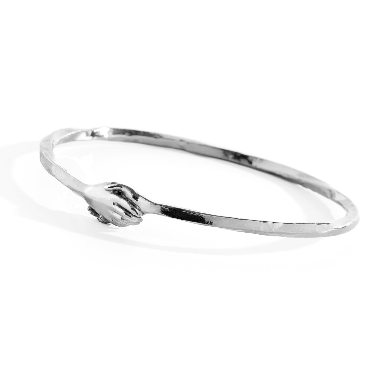 Silver Clasped Hands Bangle by Emma White