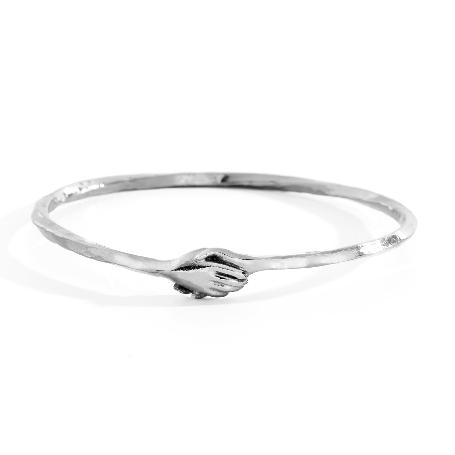 Silver Clasped Hands Bangle by Emma White