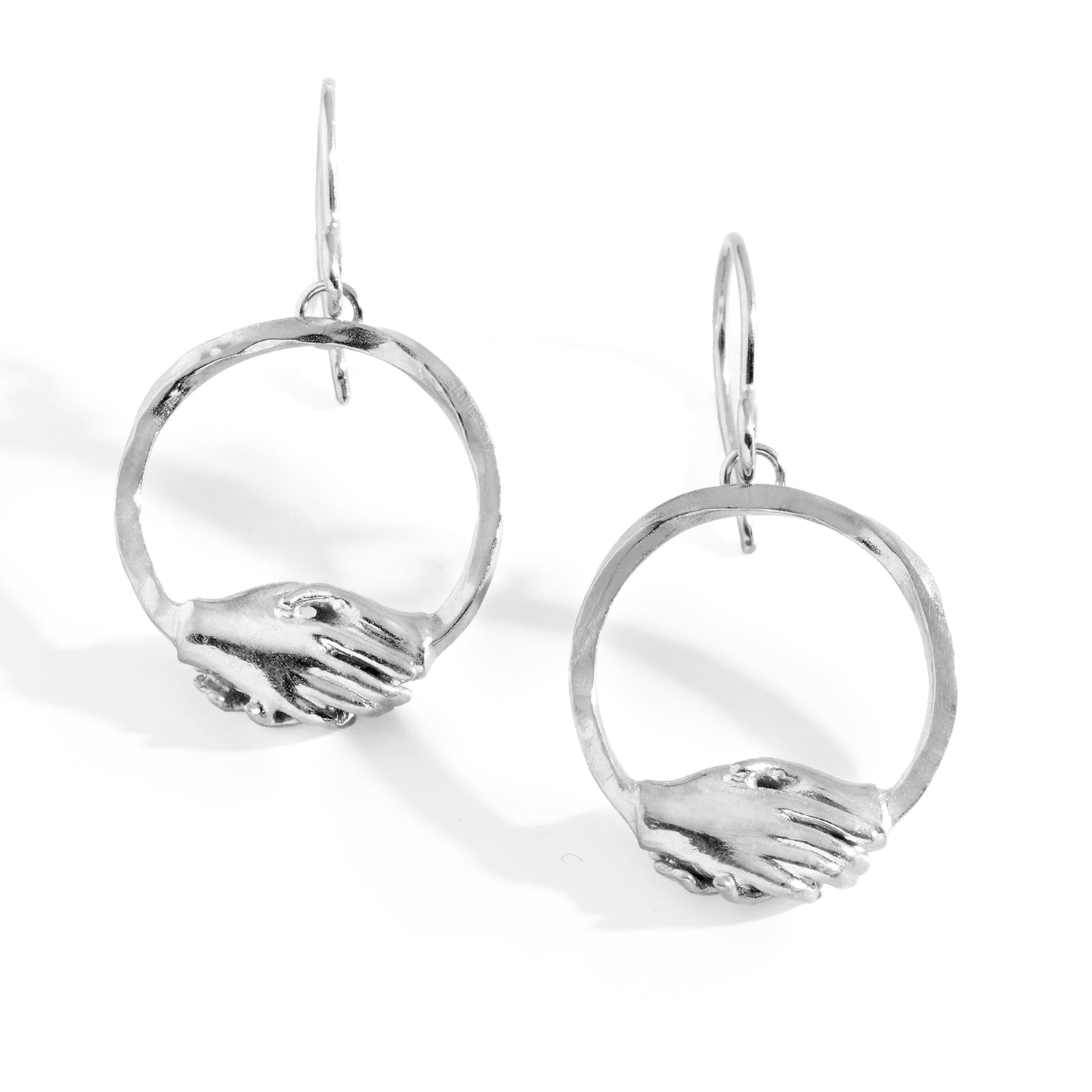 Silver Small Circle Clasped Hook Earrings by Emma White