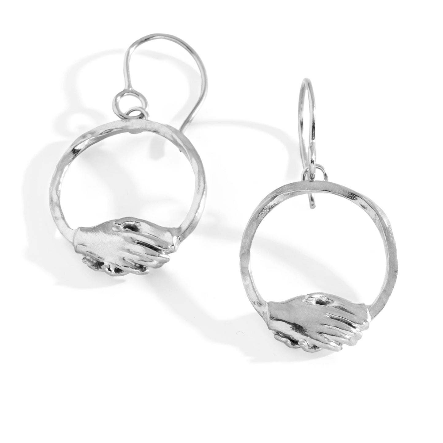 Silver Small Circle Clasped Hook Earrings by Emma White