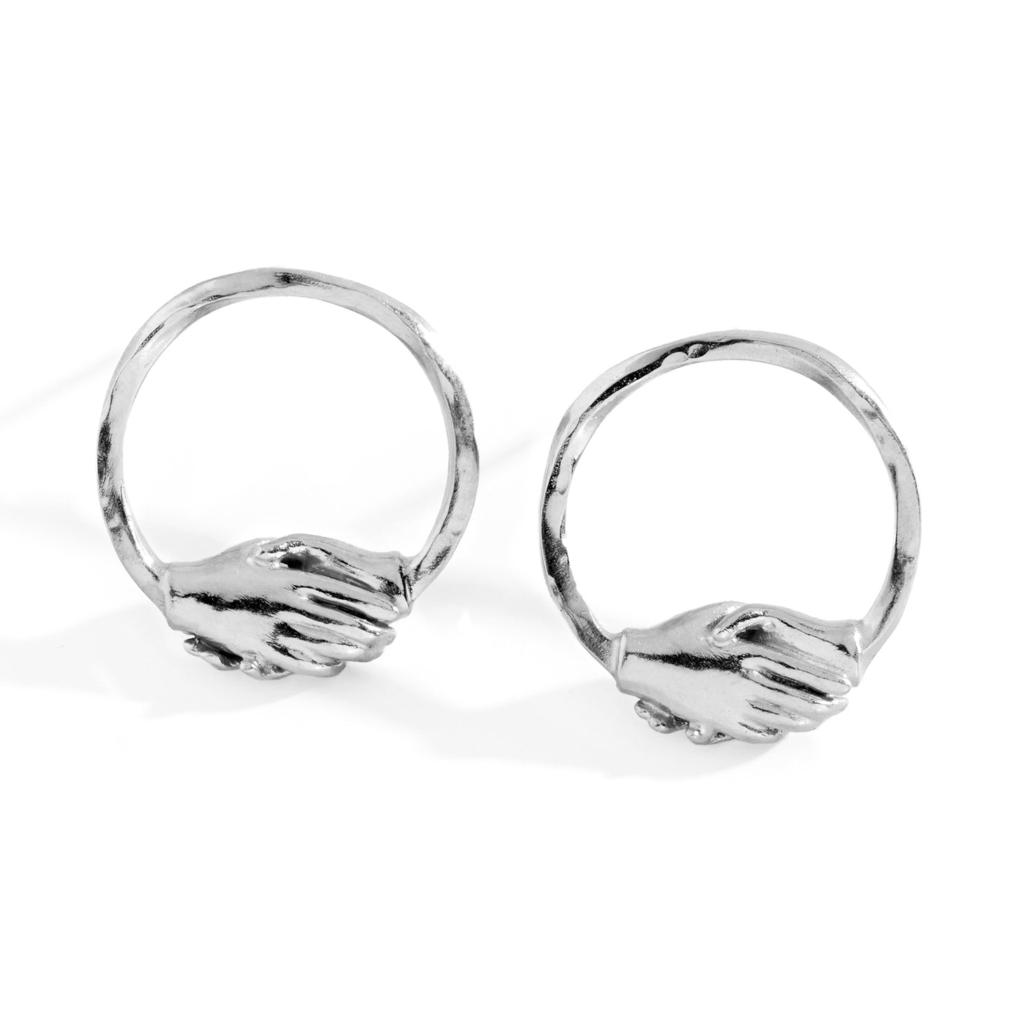 Silver Small Circle Clasped Stud Earrings by Emma White