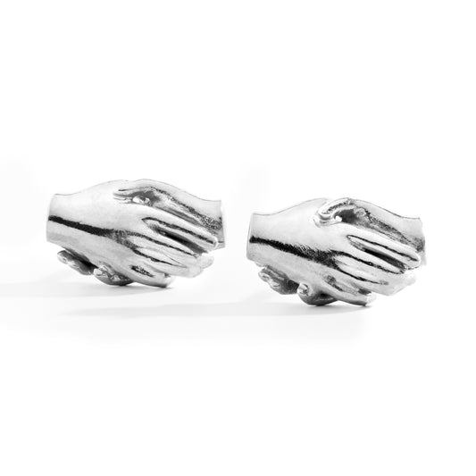 Silver Clasped Stud Earrings by Emma White