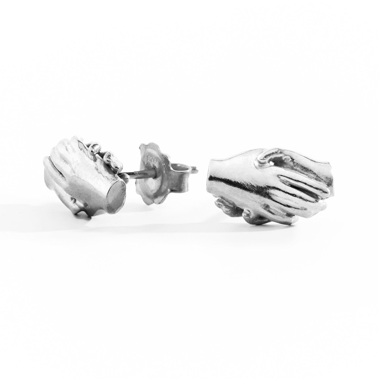 Silver Clasped Stud Earrings by Emma White