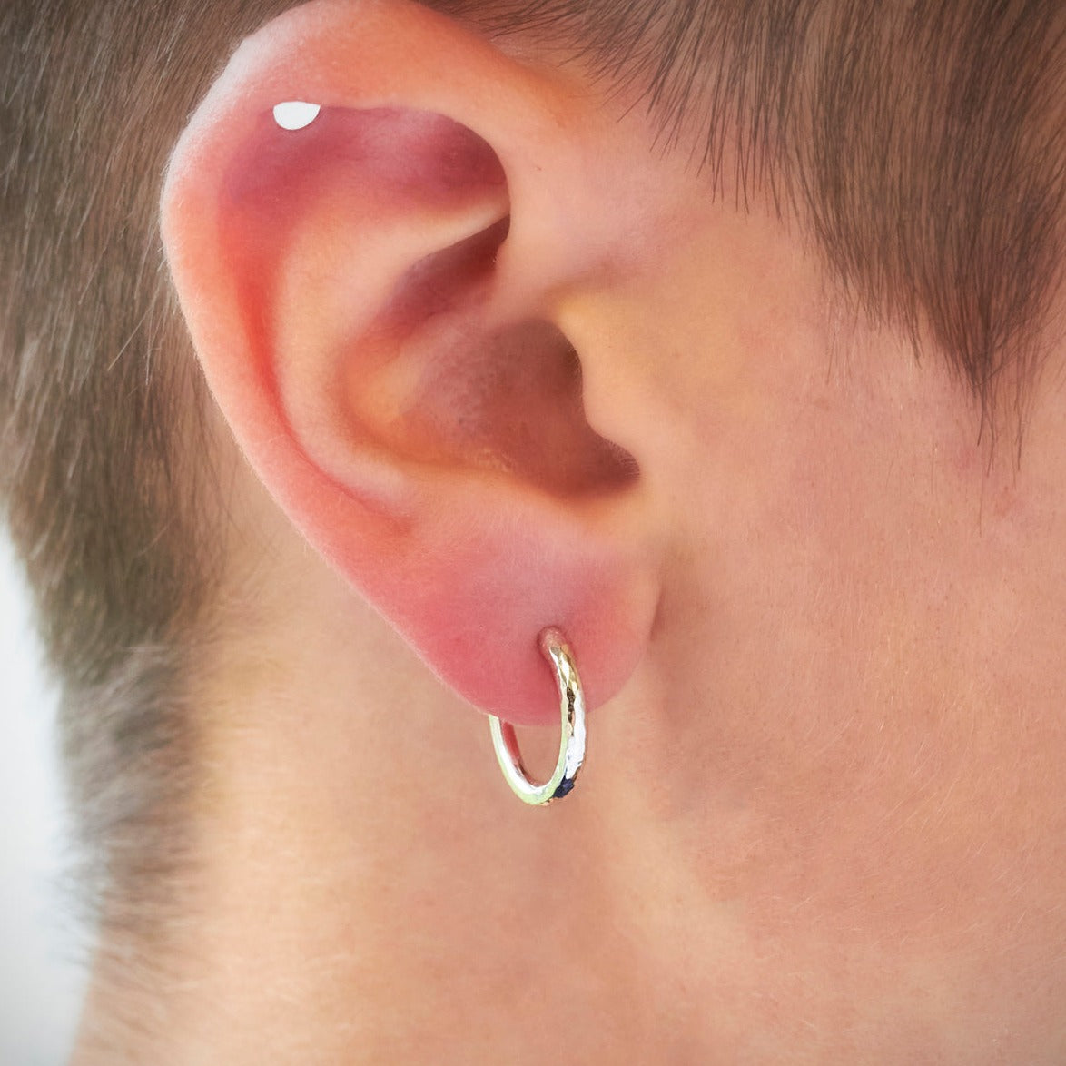Silver Stacking Hoop Dimpled Earrings Bundle