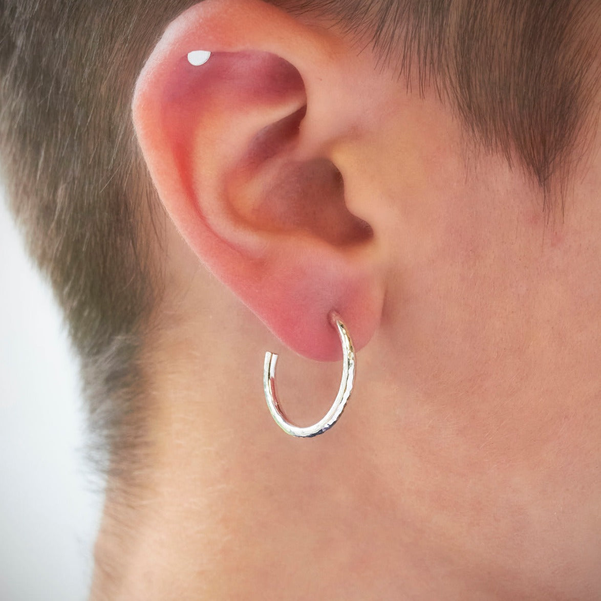 Silver Stacking Hoop Dimpled Earrings Bundle