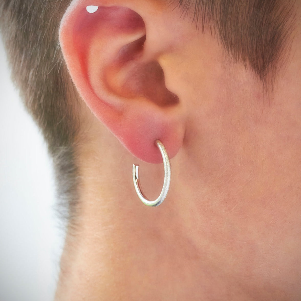 Silver Stacking Hoop Frosted Earrings Bundle